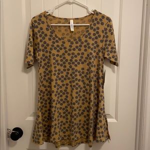 NWT lularoe perfect tee mustard grey dot size XXS